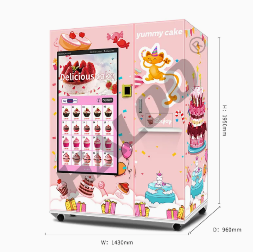 Compact and stylish cake vending machine for sale, ideal for high-traffic areas