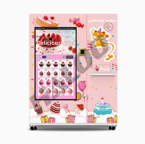 Compact and stylish cake vending machine for sale, ideal for high-traffic areas