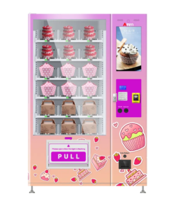 Modern cupcake vending machine for sale, offering 24/7 sweet treats