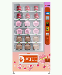 Modern cupcake vending machine for sale, offering 24/7 sweet treats