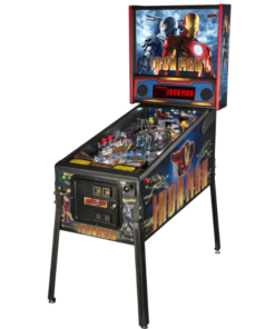 Vintage Iron Man Pinball Machine for sale, featuring authentic gameplay and collectible Marvel artwork