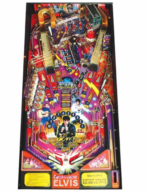 Elvis-themed pinball machine with vibrant artwork and retro design for sale