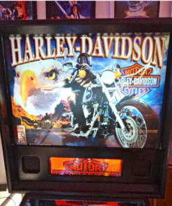 Classic Harley Davidson Pinball Machine with vibrant artwork and gameplay.